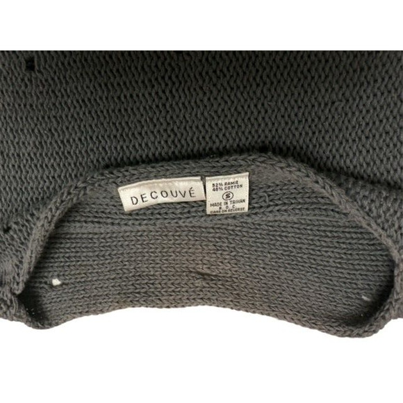 Decouve Small Sweater Vest Gray Loose Knit Retro Vintage 90's Peasant - Picture 3 of 5